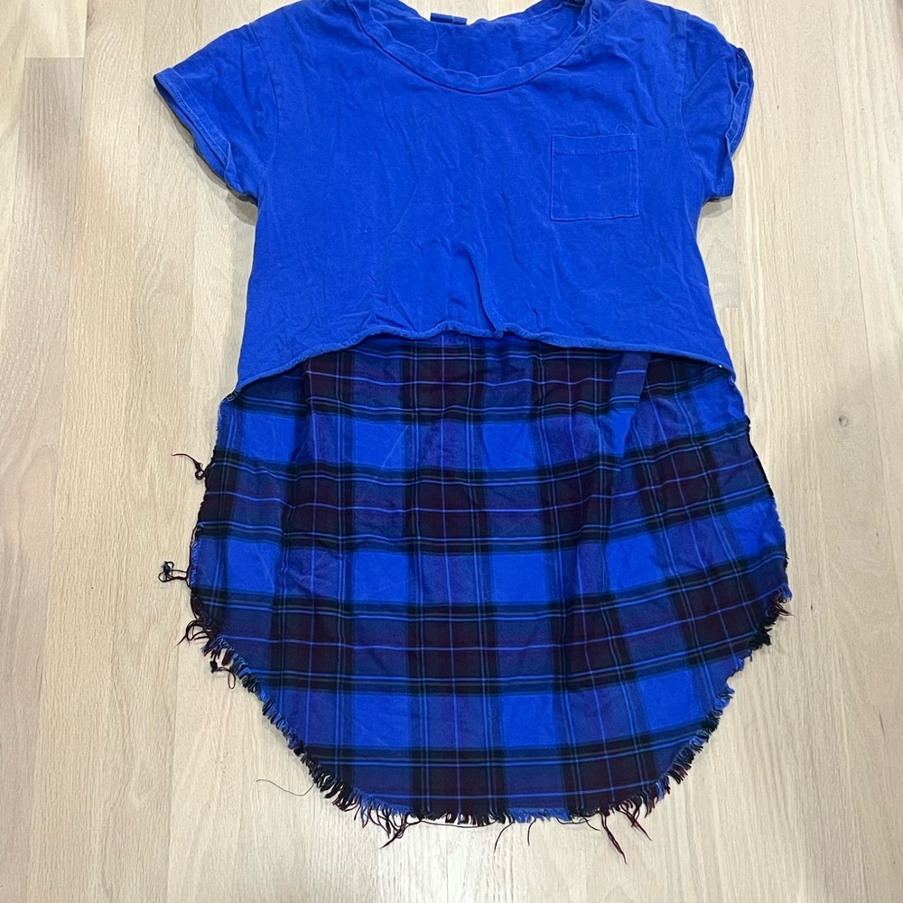 Urban renewal- urban outfitters Blue and Plaid Layered Top